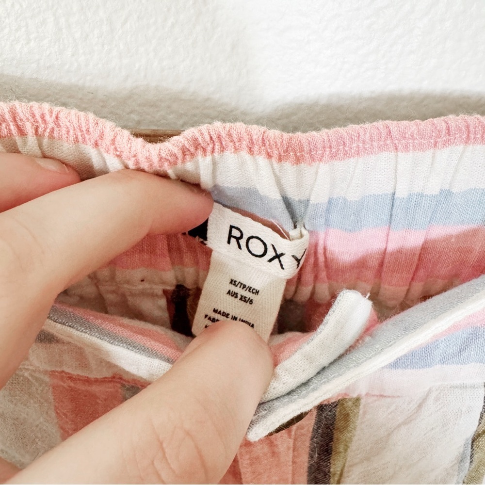 Roxy Pastel Striped Wide Leg & Crop 2 piece set XS/M - Picture 3 of 4